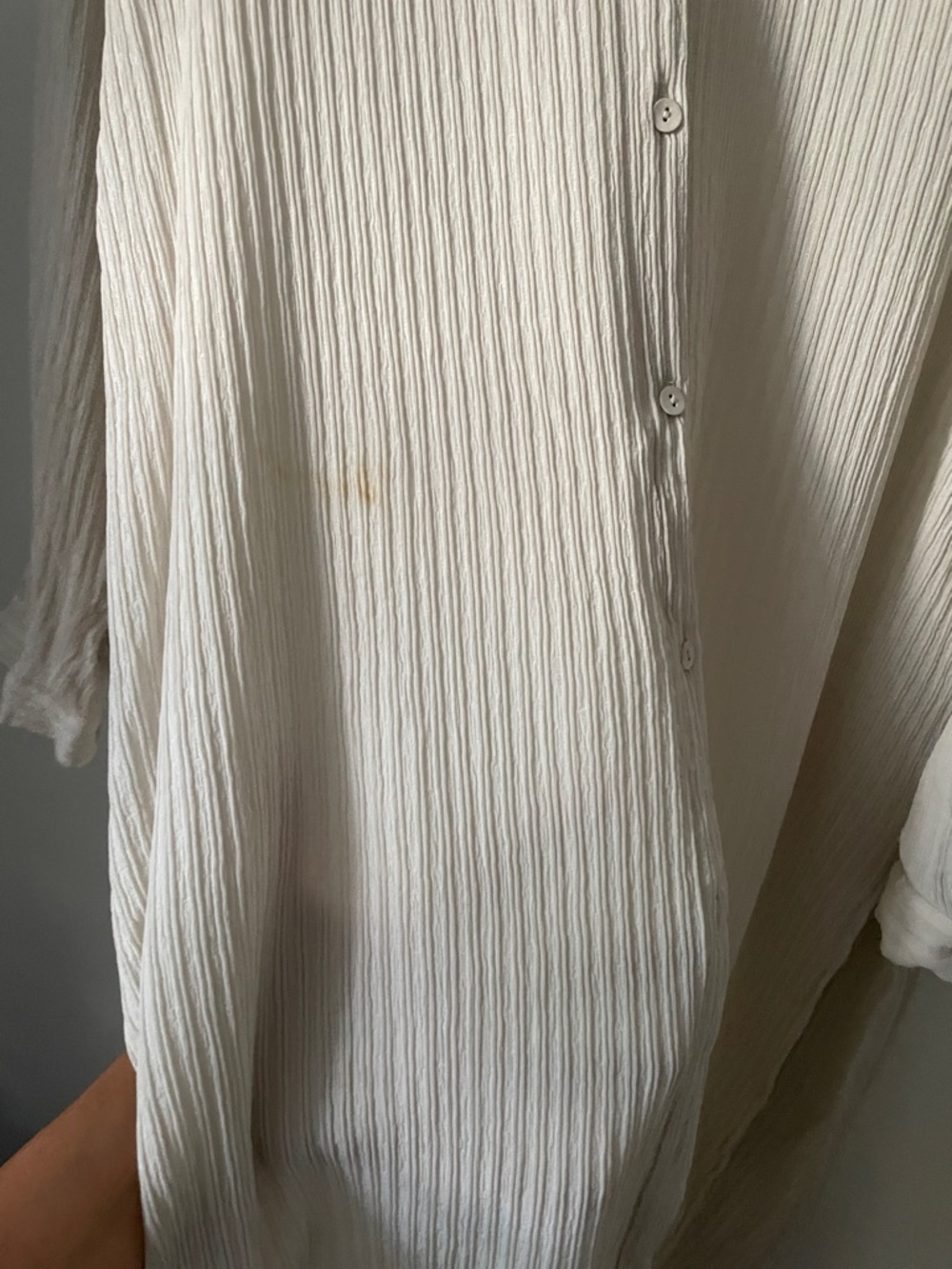 Eileen Fisher Ivory Button-Front Long Sleeve Tunic 100% silk - Picture 7 of 8